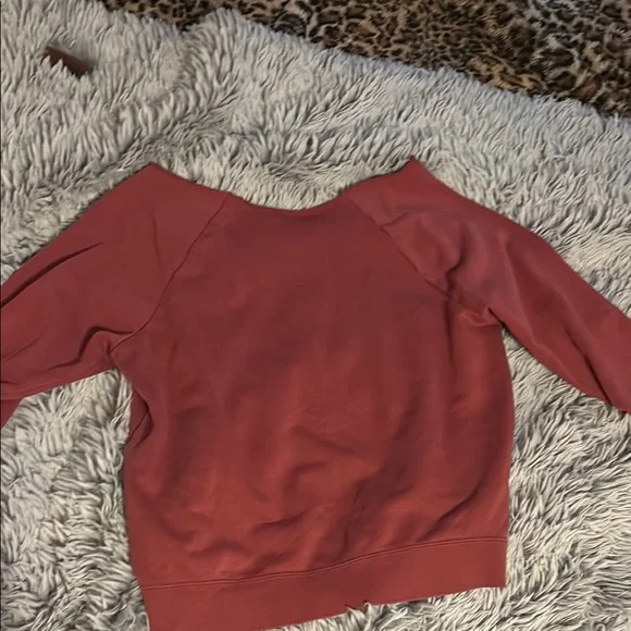 Nike Red Oversized Off-The-Shoulder Long Sleeve Sweatshirt - Picture 3 of 3